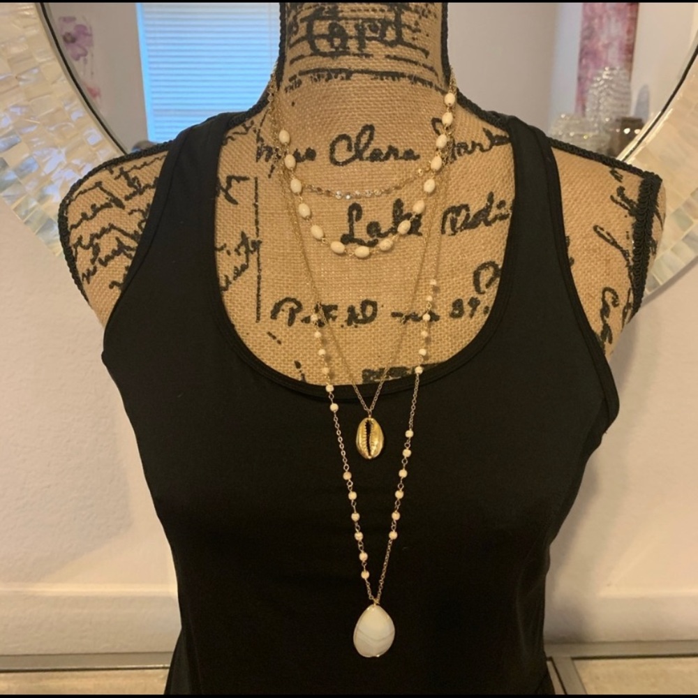 Gorgeous layered plates gold long layers necklace
